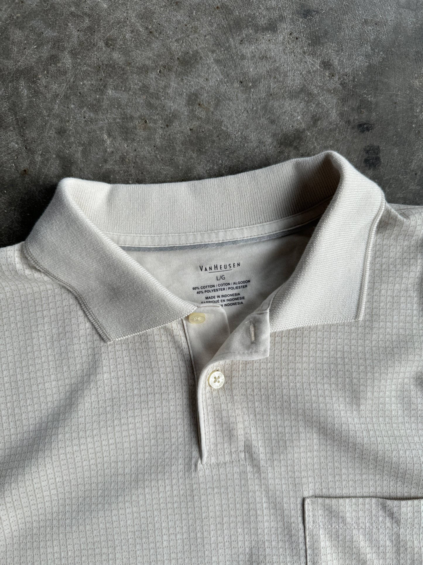 VanHuesen Cream Polo Button Down - L