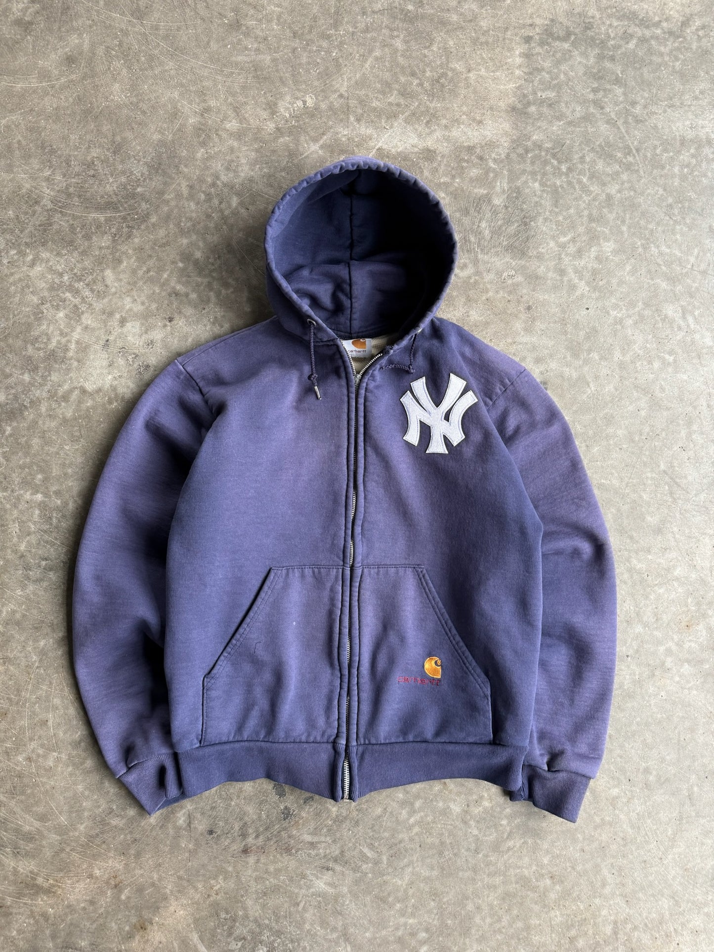 Vintage Navy Yankees Carhartt Zip Up Hoodie - M