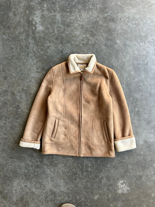 Vintage Tan Suede Sherpa Lined Talbots Jacket - M