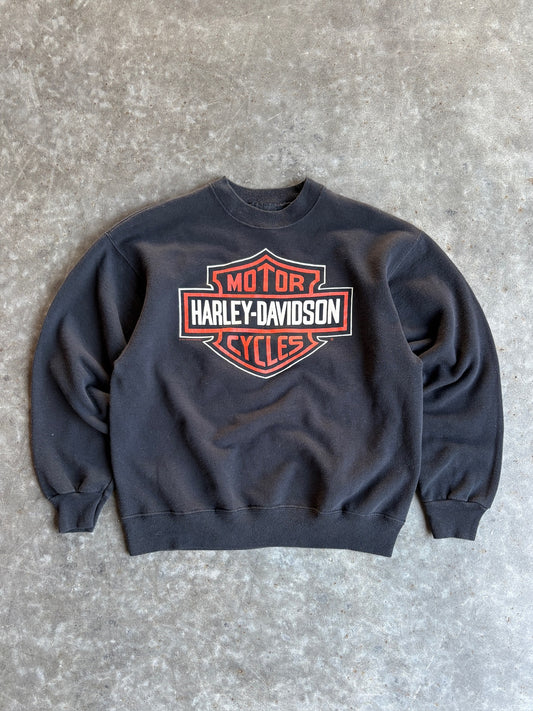 Vintage Black Jacox Harley Davidson Crew - L