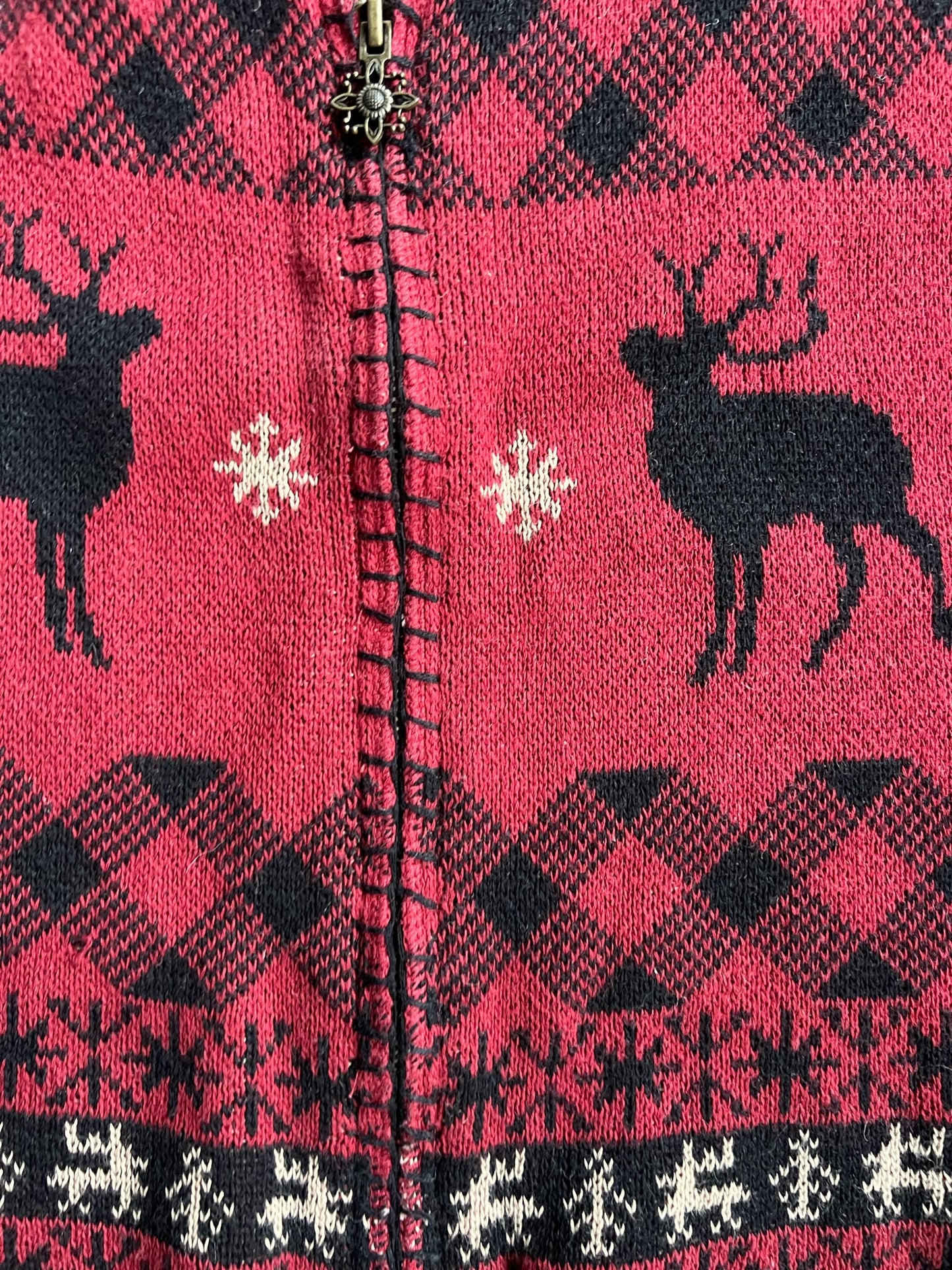 Vintage Red Holiday Pattern Woolrich Zip Up Sweater Vest - L