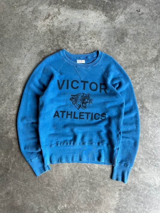 Vintage Blue Victor Athletics Crew - L