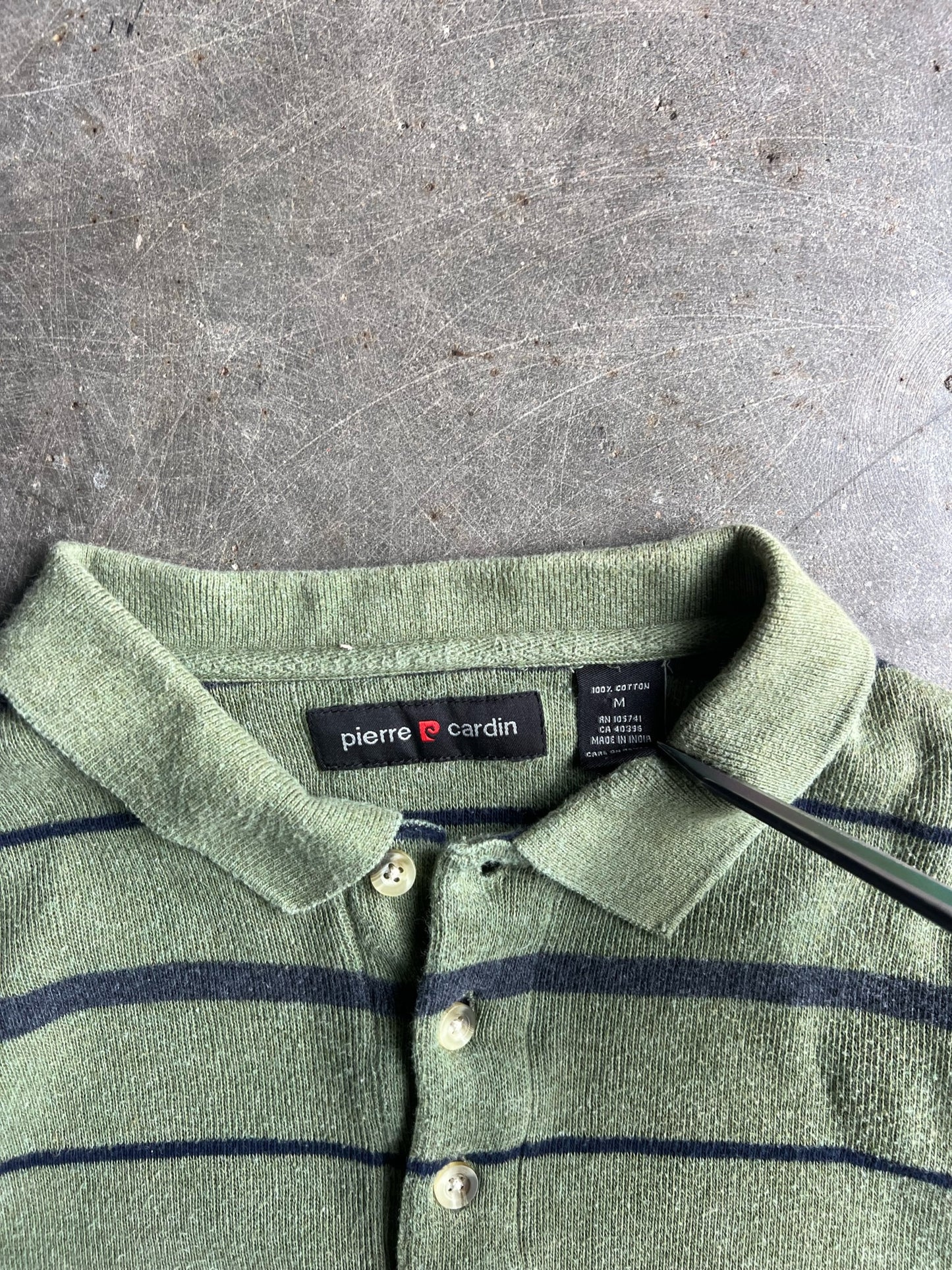 Vintage Olive Green Pierre Striped Sweater - M