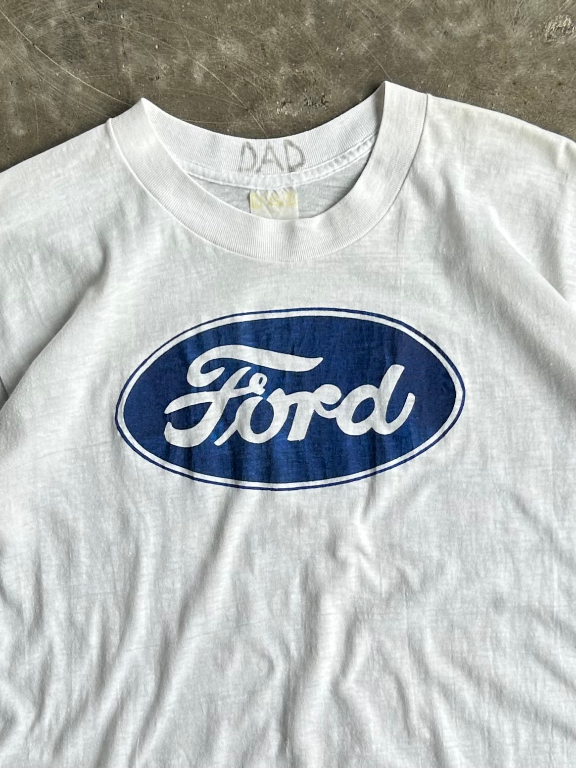 Vintage White Ford Logo Tee - L