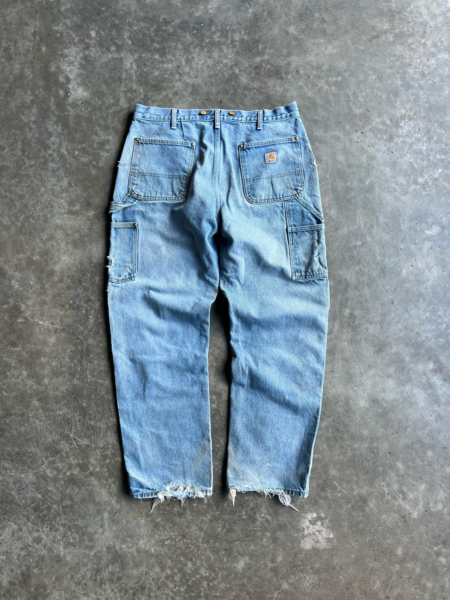 Vintage Distressed Light Wash Carhartt Double Knee Pants - 34