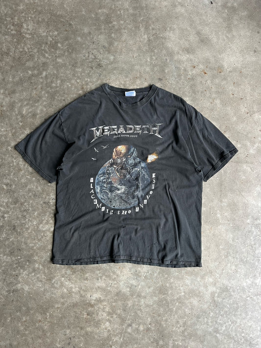 Vintage Distressed Faded Black Megadeth Tour Shirt - XL