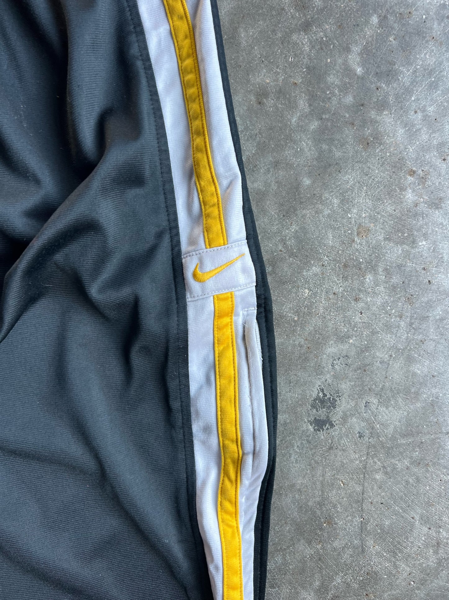 Vintage Charcoal Grey/Yellow Stripe Nike Track Pants - XL