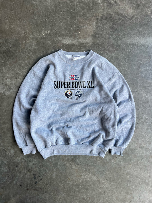 Vintage Super Bowl XL Steelers VS Eagles Crew - XL