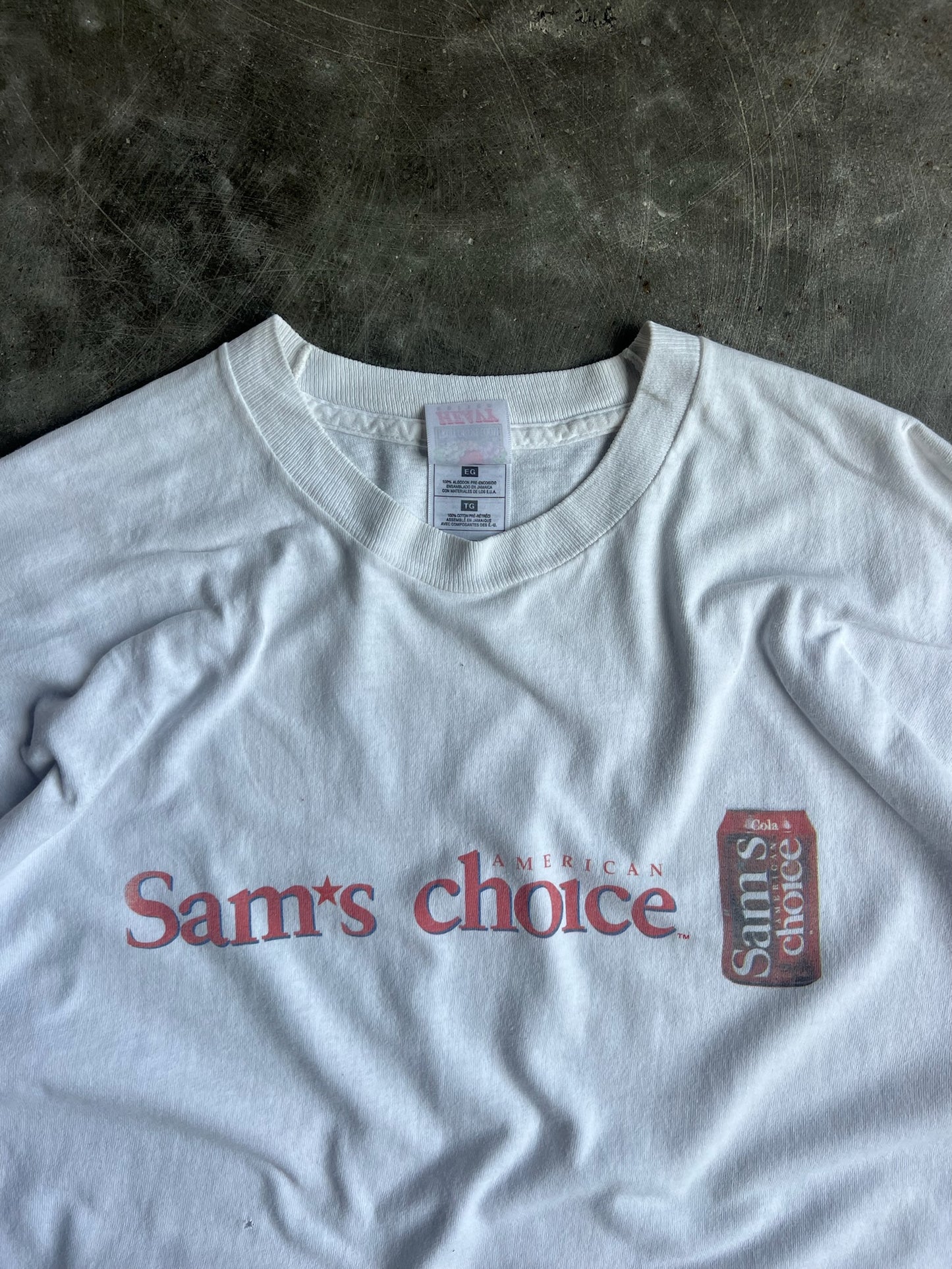 Vintage White Cropped Sam's Choice Soda Shirt - XL