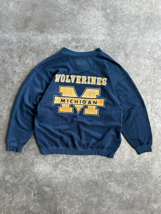 Vintage Faded & Distressed Michigan Crew - XL