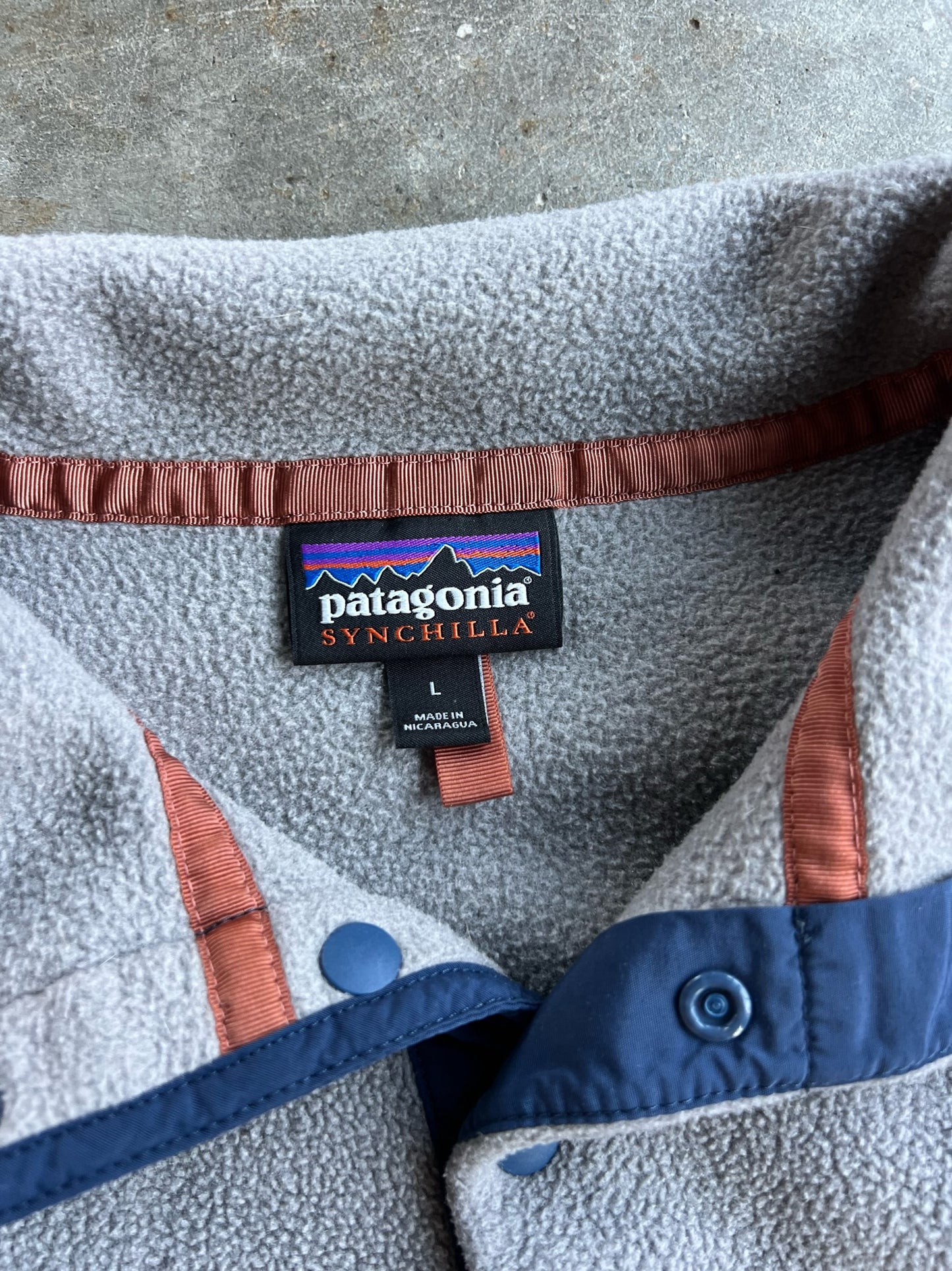 Vintage Grey Fleece Patagonia T Snap - L