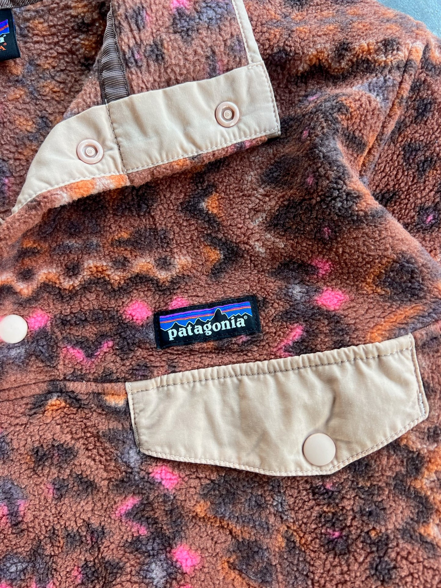 Vintage Burnt Orange Pattern Fleece Patagonia T Snap - S