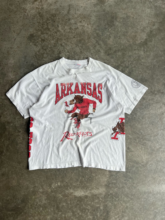 Vintage White Arkansas Razorbacks Shirt - XL