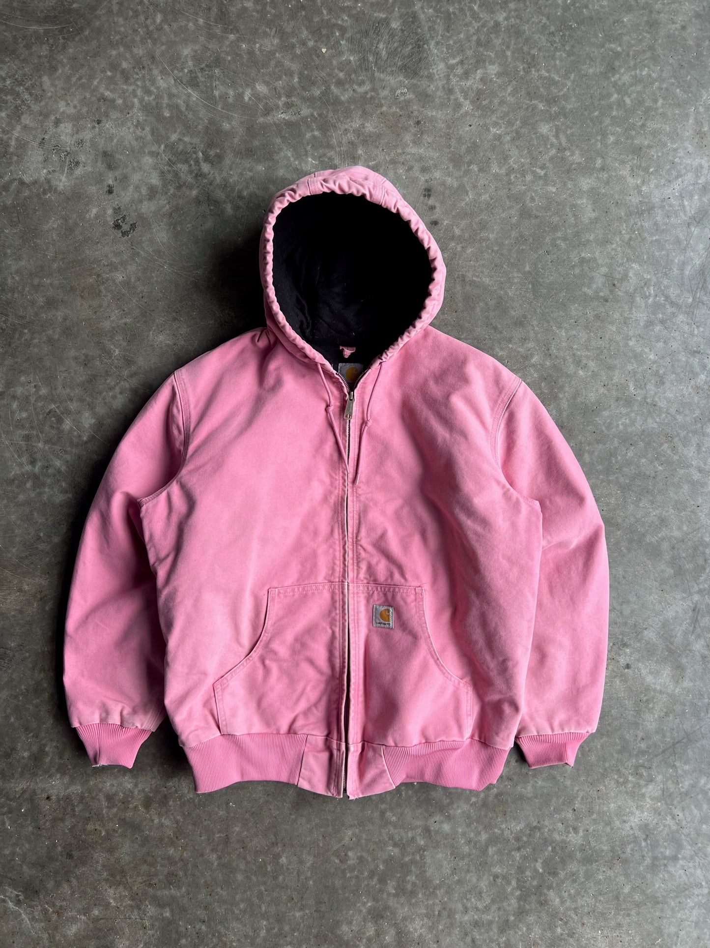 Vintage Baby Pink Hooded Carhartt Jacket - L