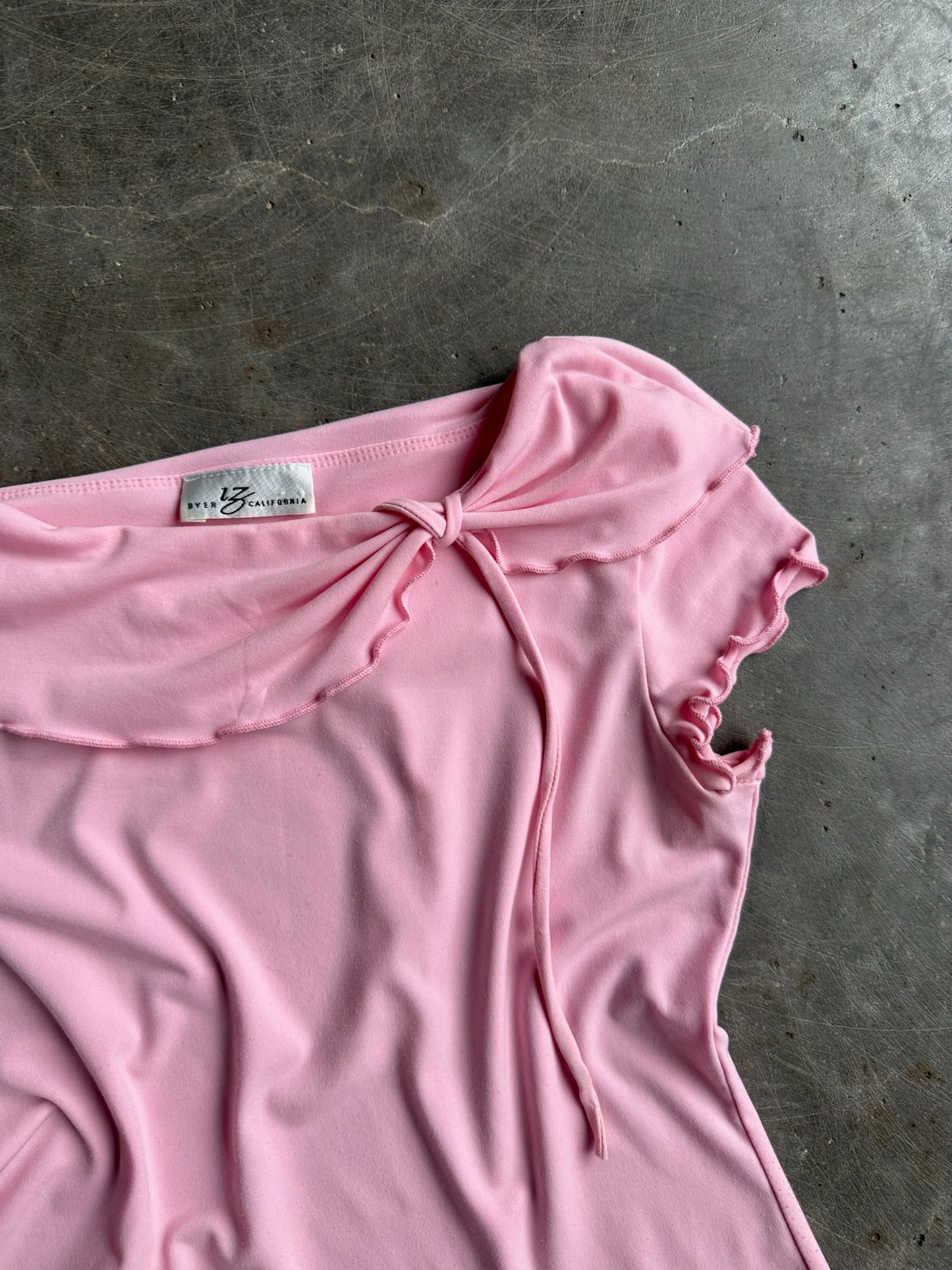 Vintage Baby Pink Tie Top - M