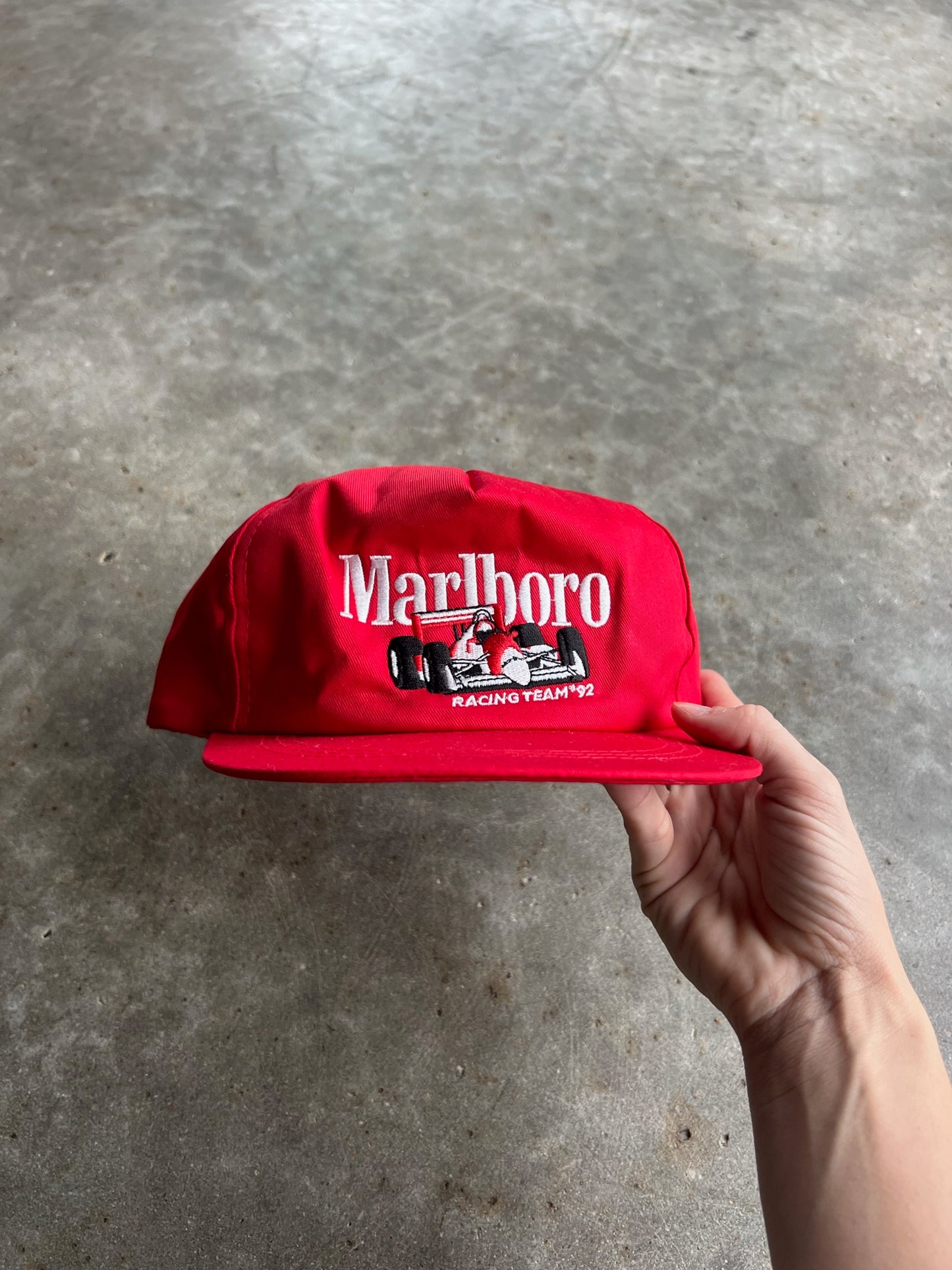 Vintage Red Marlboro Racing Snapback Hat