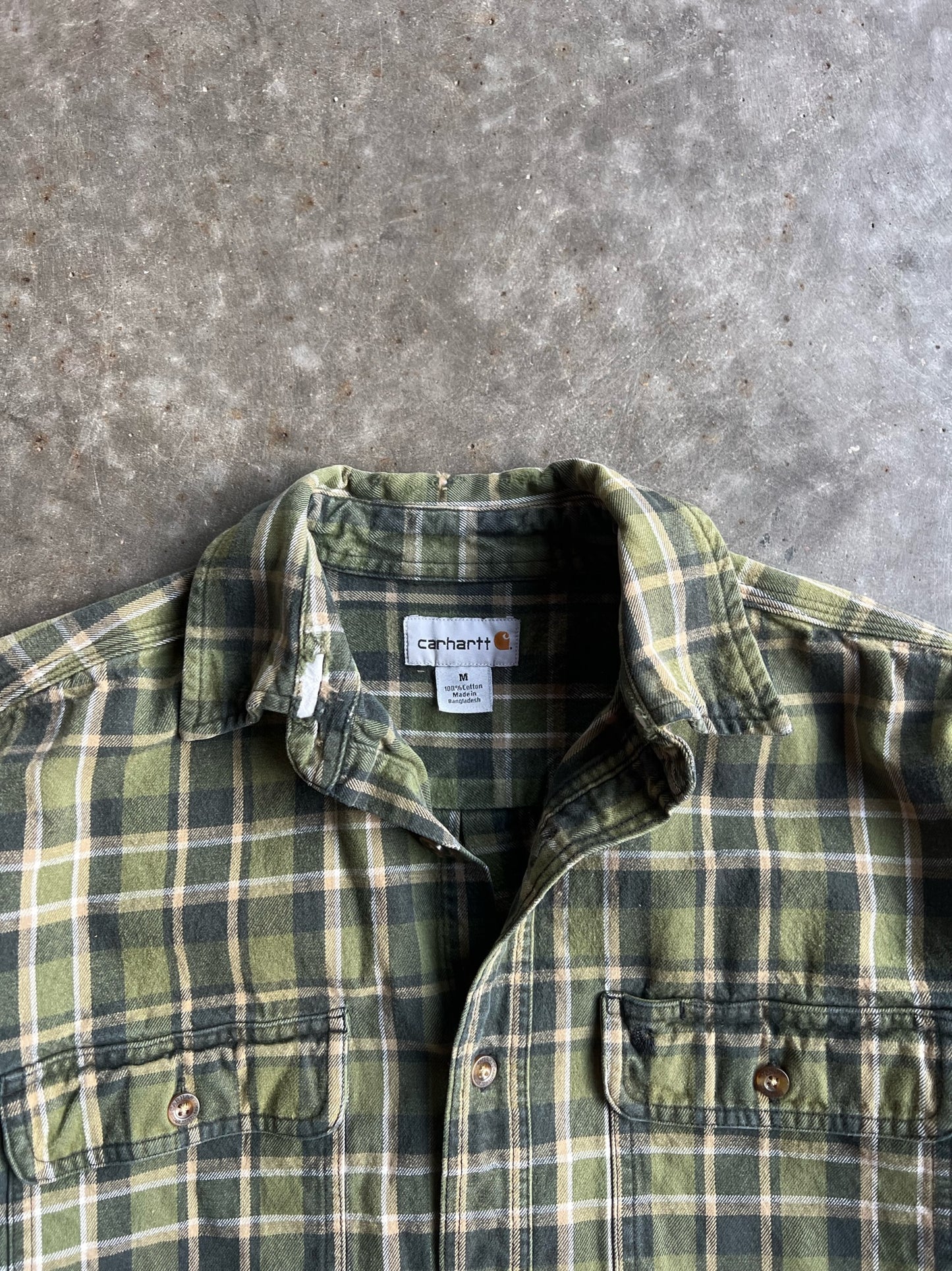 Vintage Green Cropped Carhartt Flannel - M