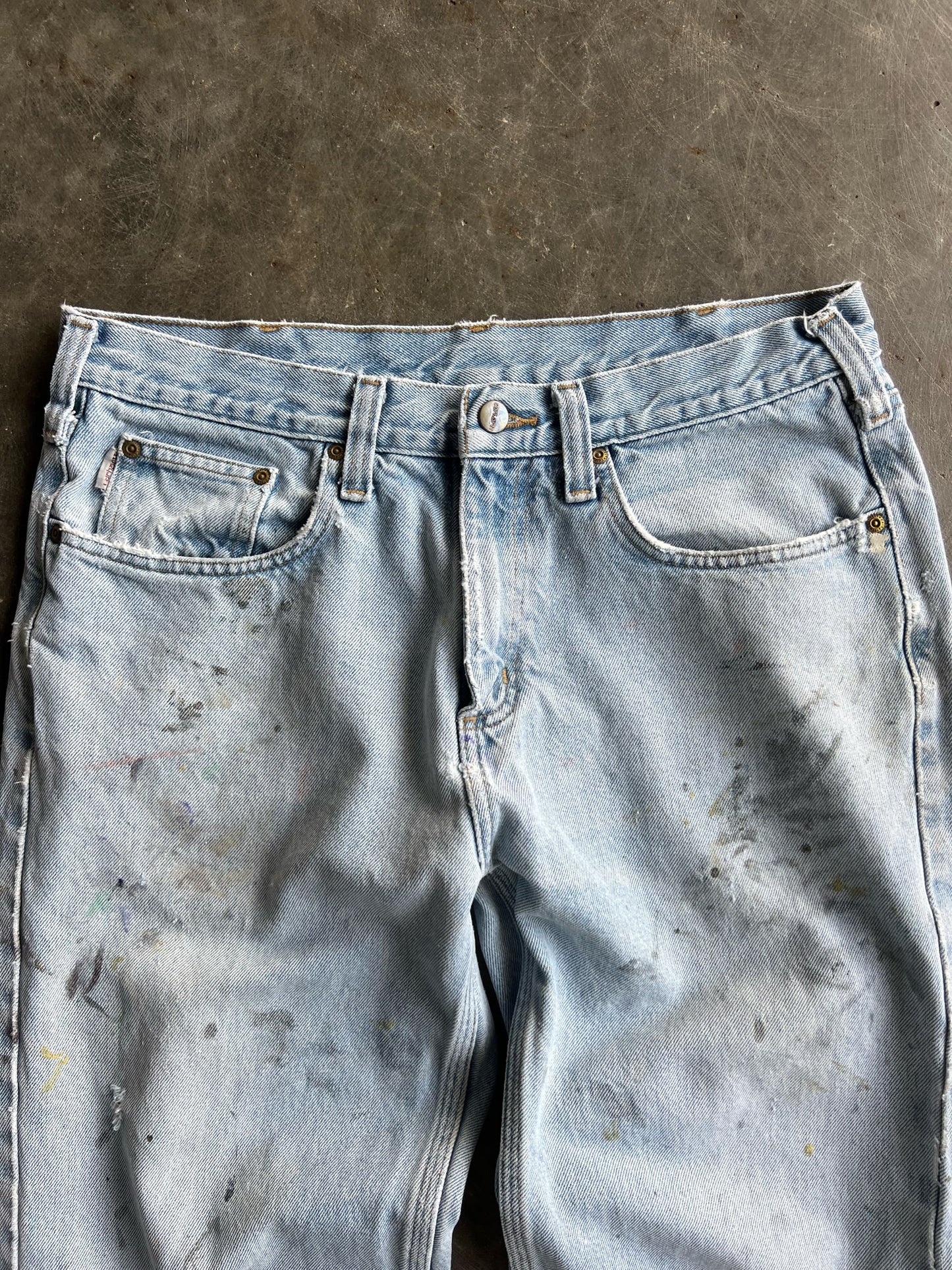 Vintage Light Wash Painted Carhartt Pants - 34