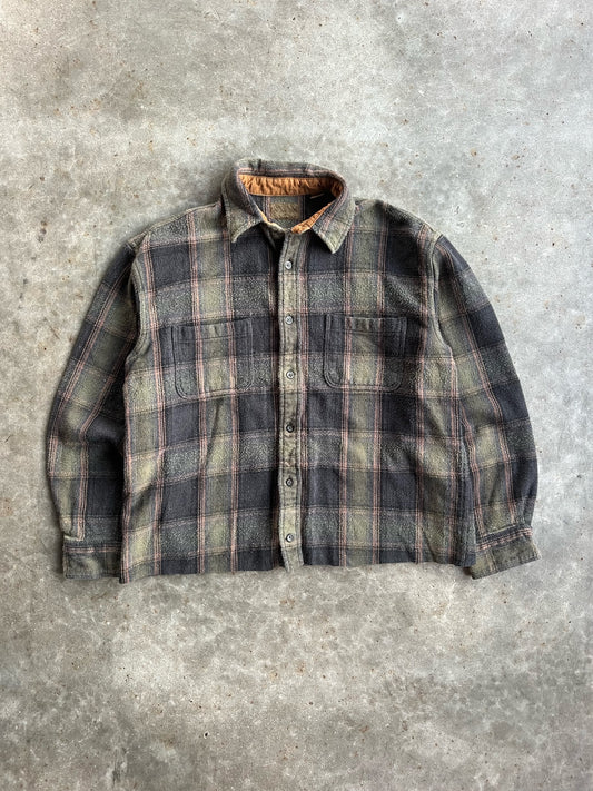 Vintage Dark Green St Johns Bay Cropped Flannel - L