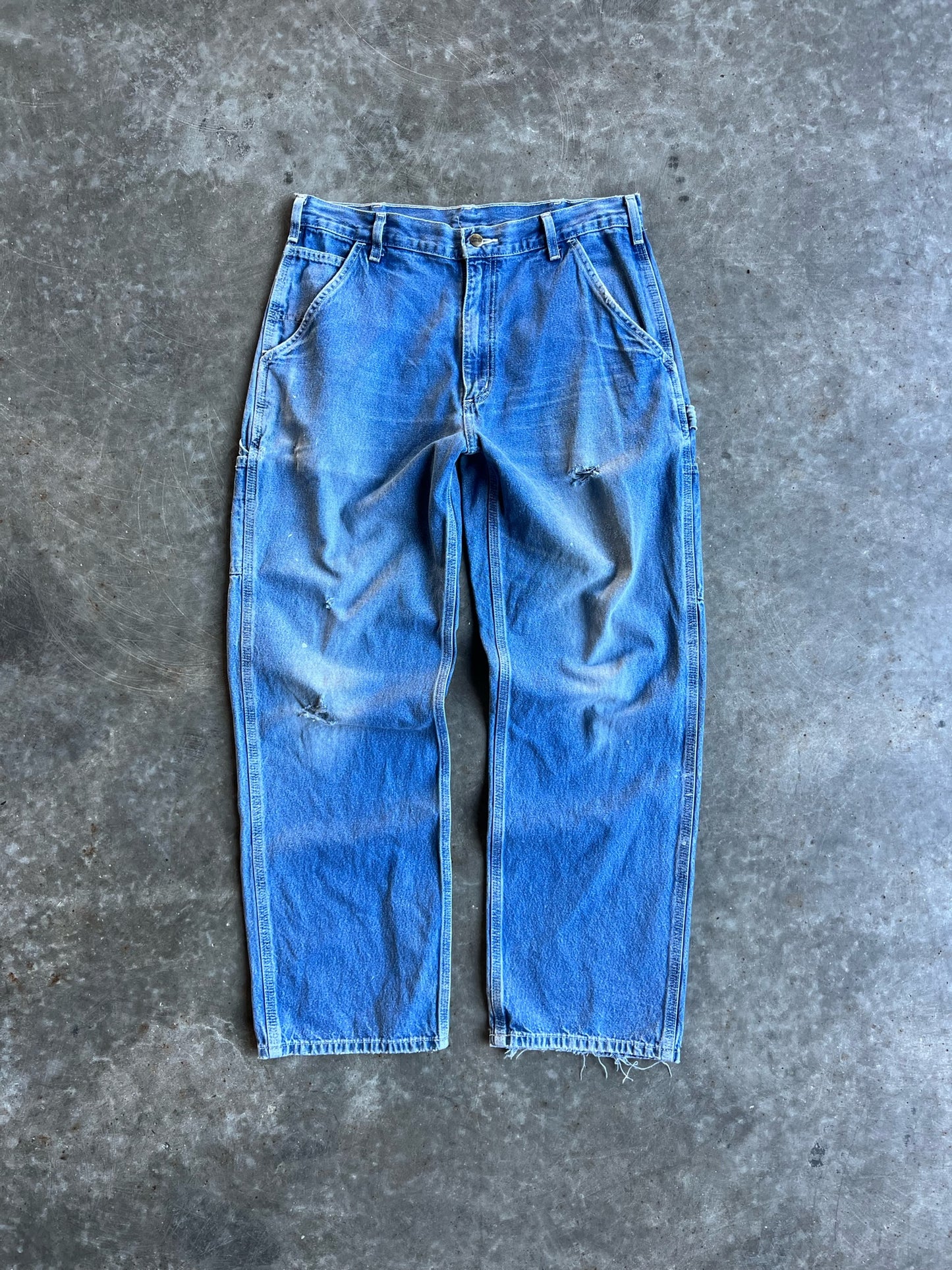 Vintage Medium Wash Distressed Carhartt Carpenter Pants - 34