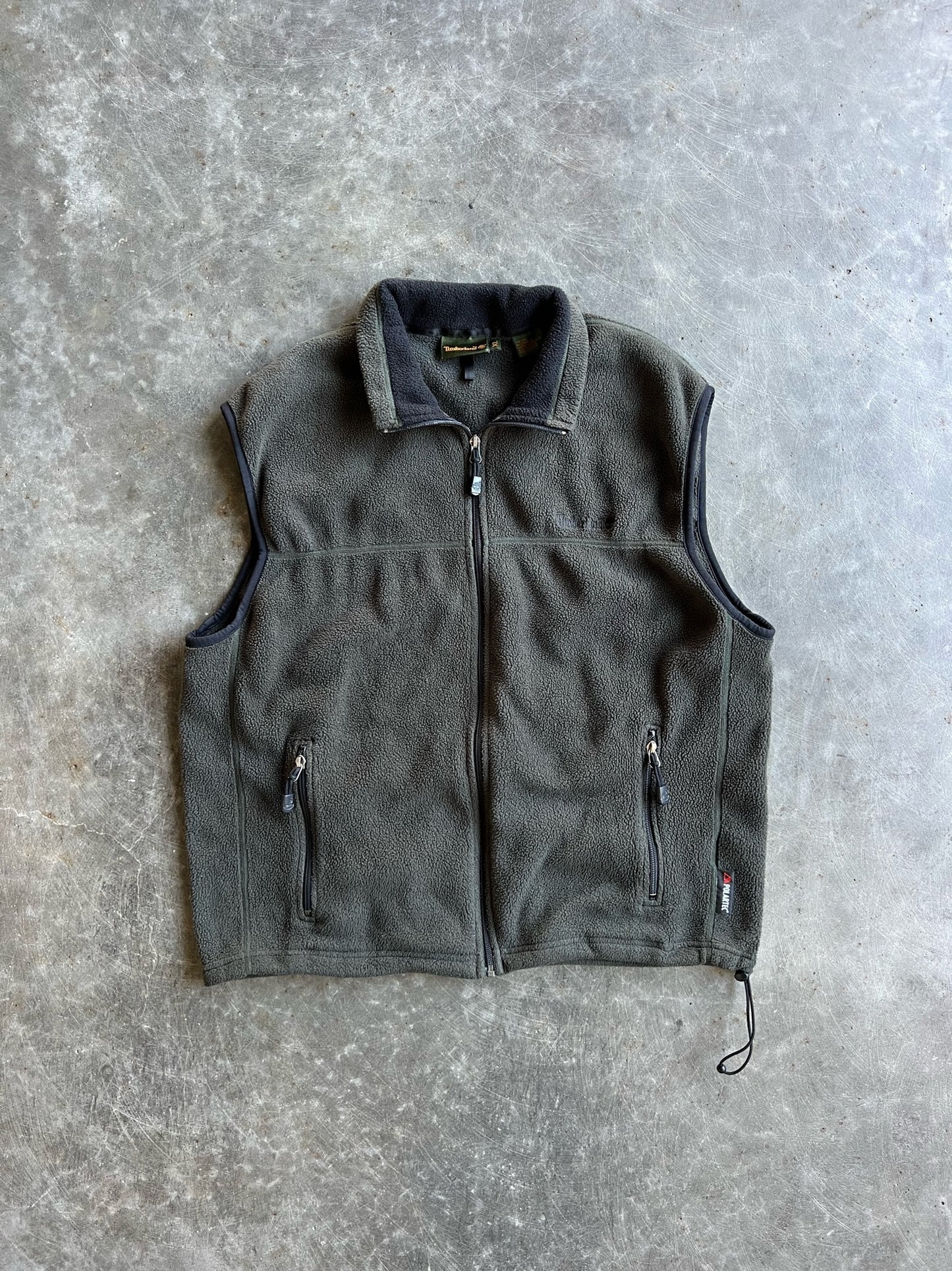 Vintage Dark Green Fleece Timberland Vest - XL