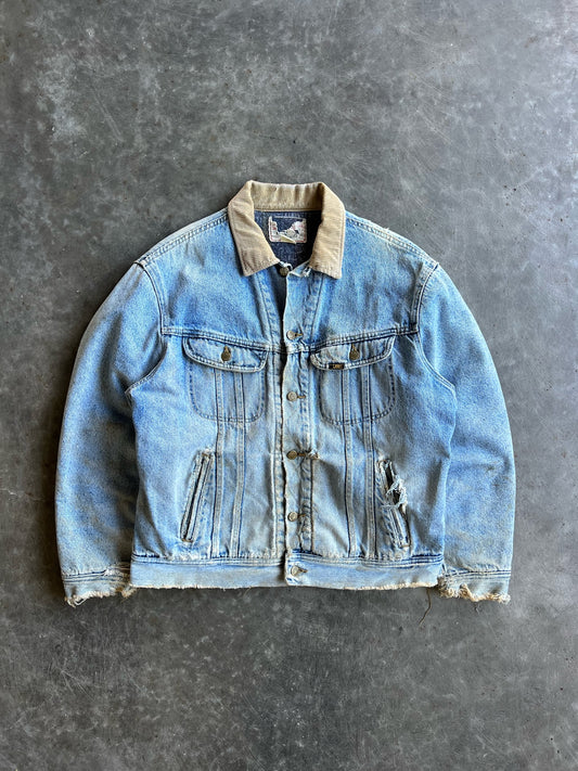 Vintage Distressed Light Wash Lee Denim Jacket - L