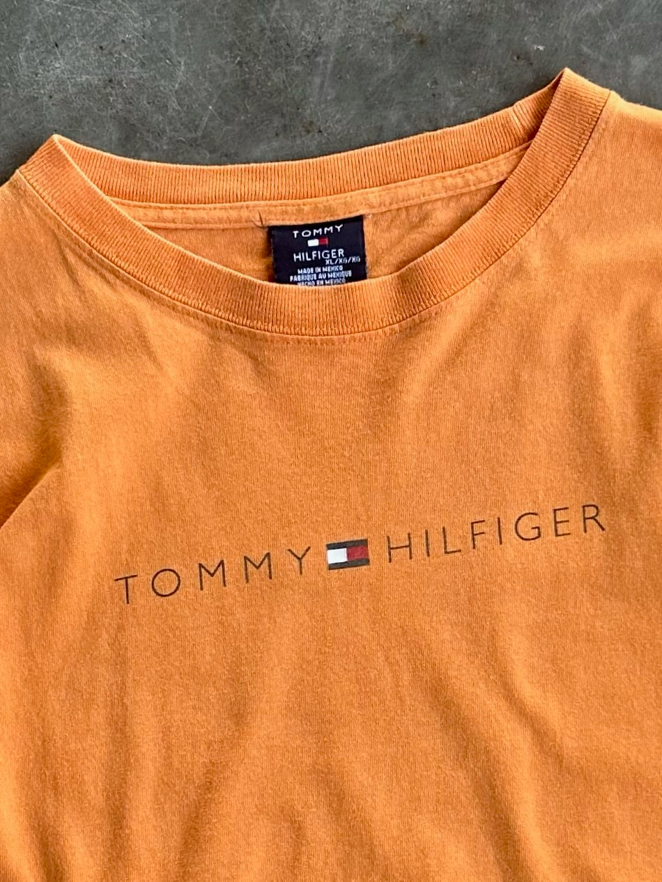 Vintage Tommy Hilfiger Orange Cropped Tee - XL