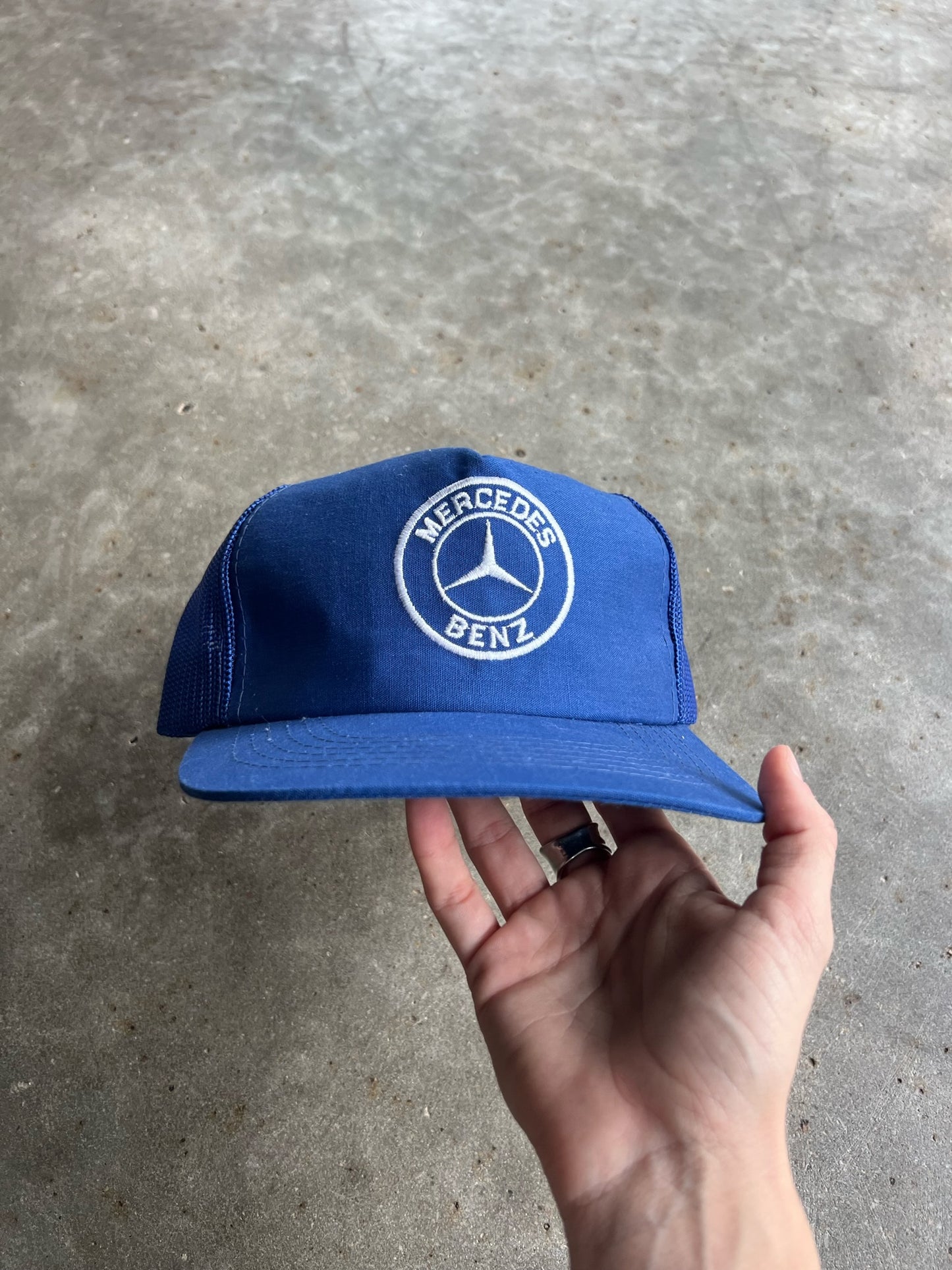 Vintage Blue Mercedes Benz Snapback Trucker Hat