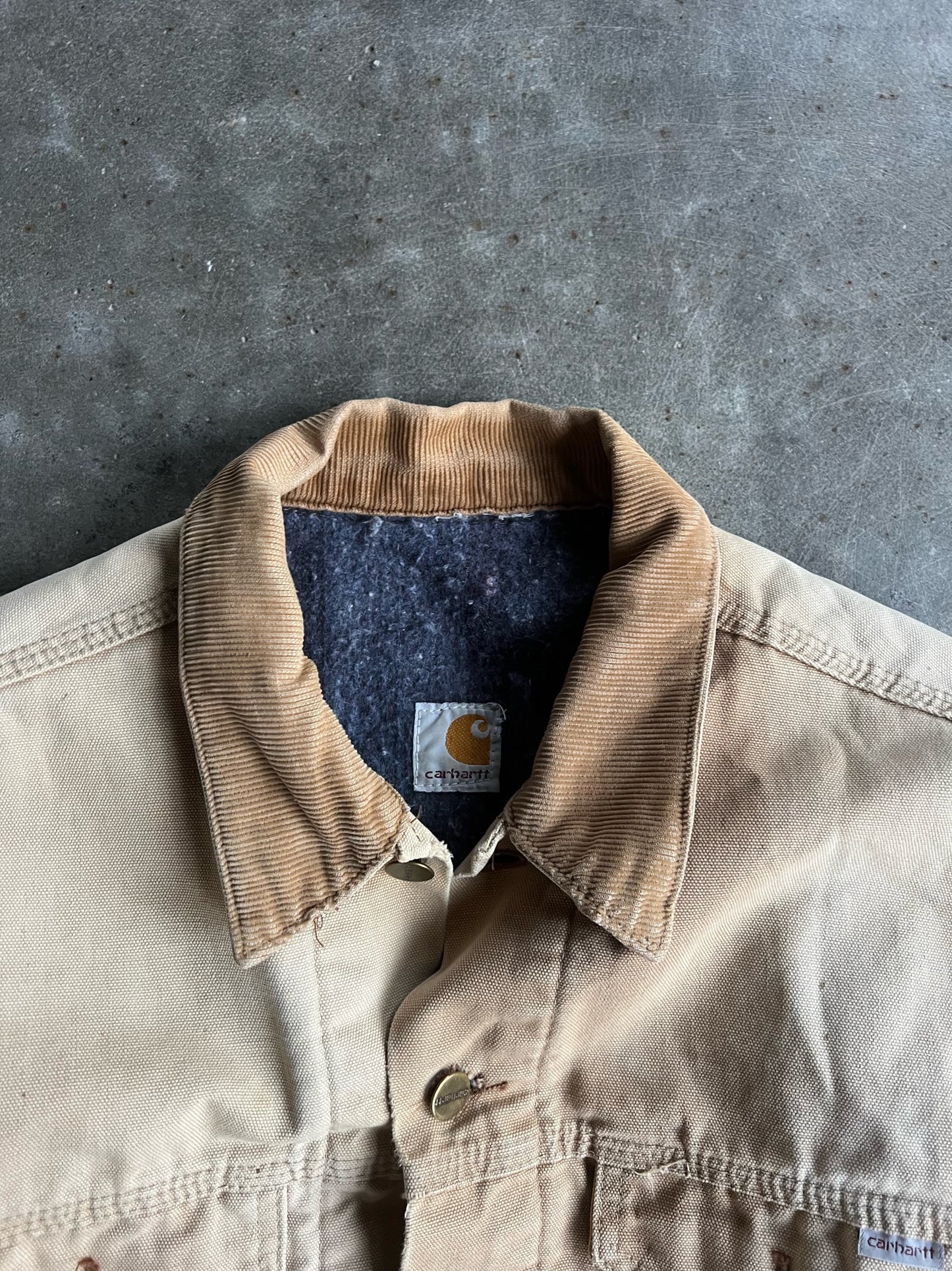 Vintage Tan Flannel Lined Trucker Carhartt Jacket - L