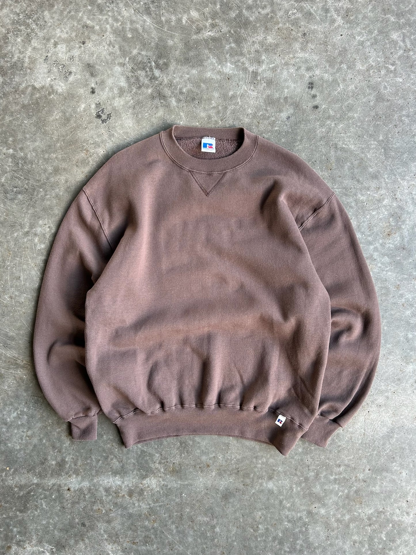 Vintage Brown Blank Russell Crew - L