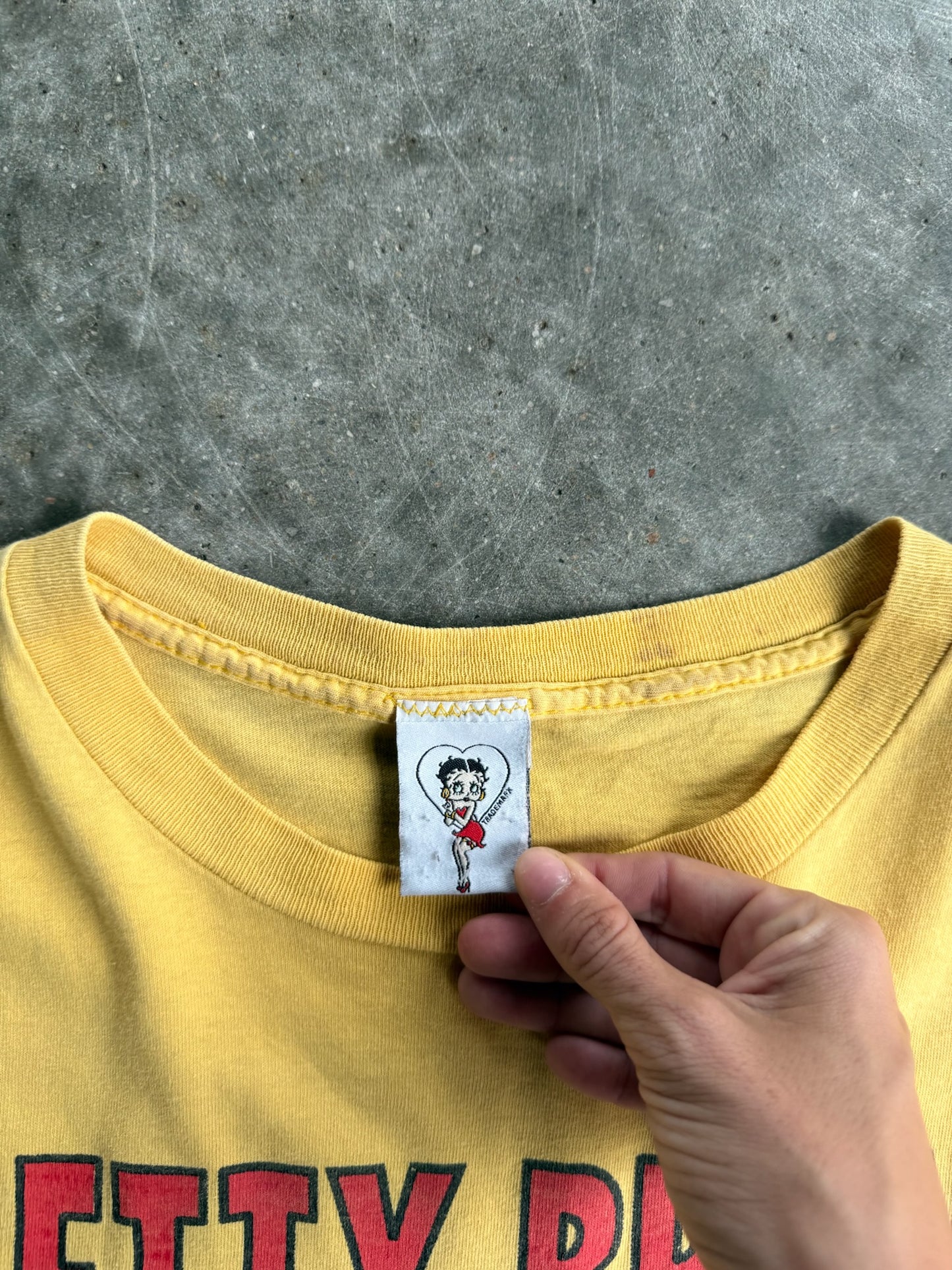 Vintage Faded Yellow Betty Brand Distressed Tee - XL