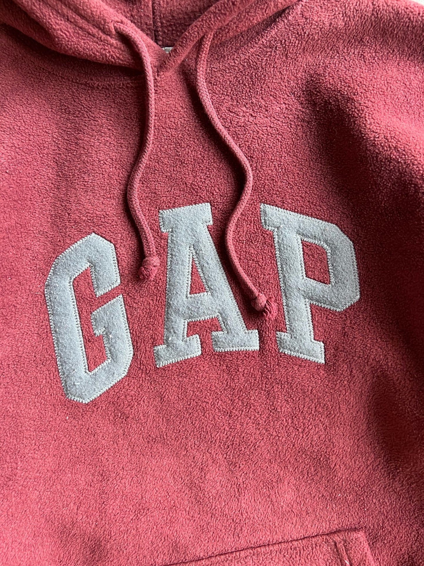 Vintage Deep Red Fleece Gap Hoodie - M