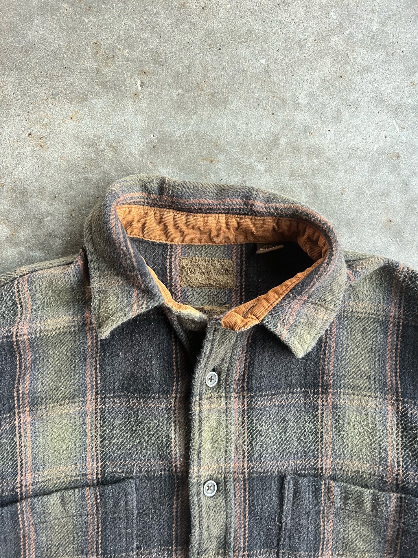 Vintage Dark Green St Johns Bay Cropped Flannel - L