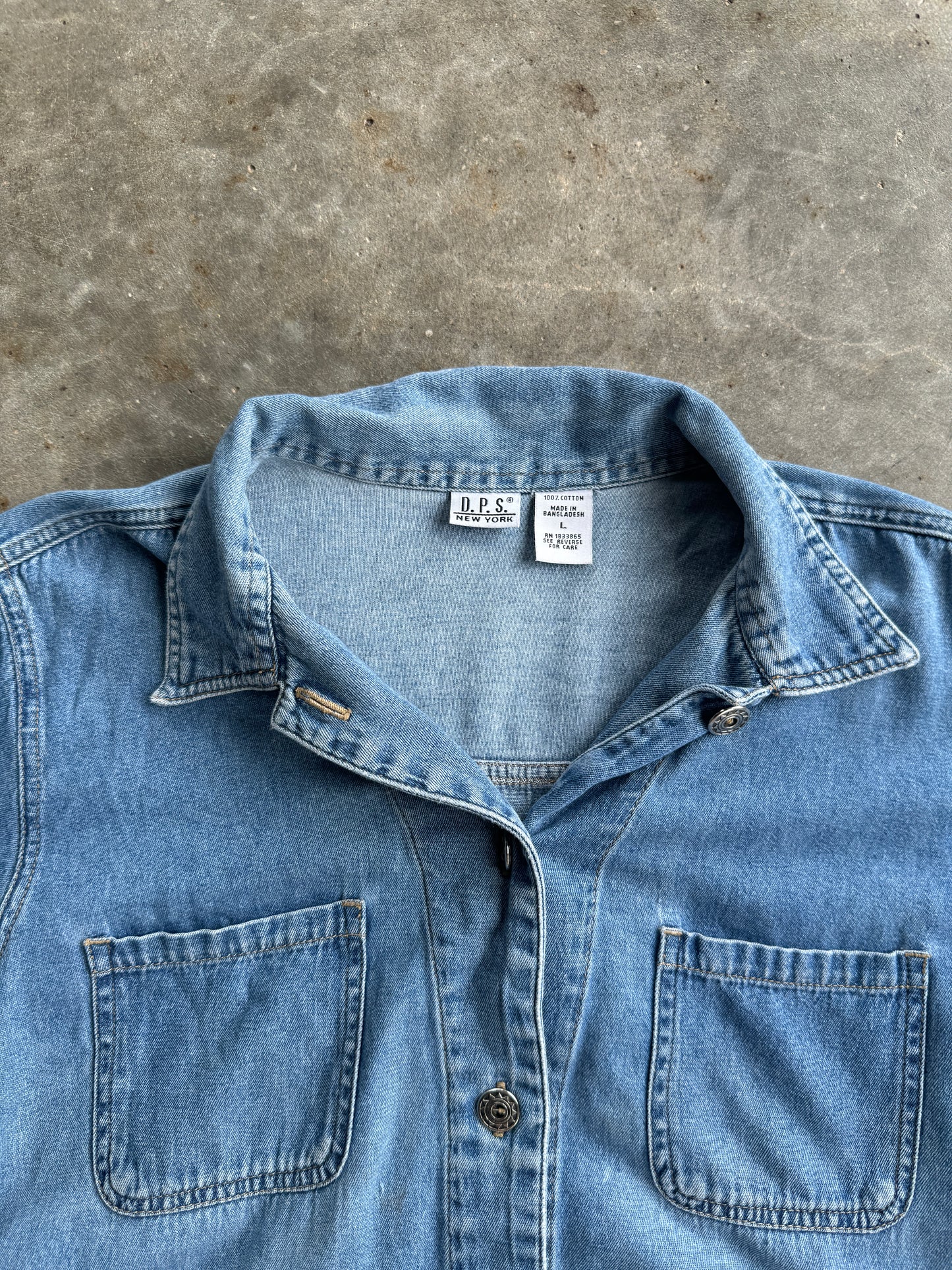 Vintage New York Crop Button Up - L