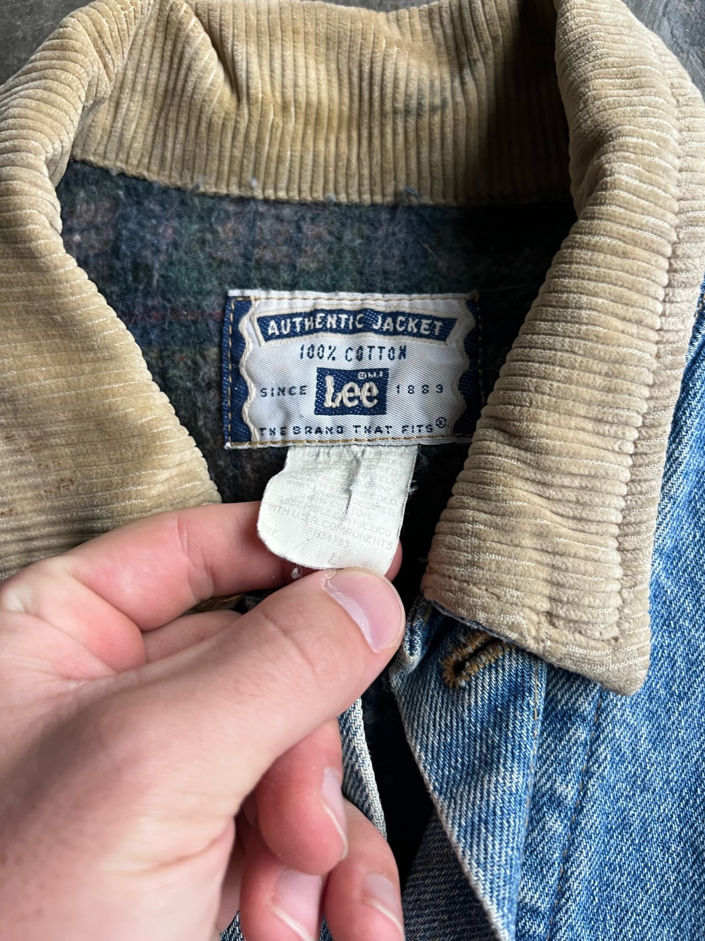 Vintage Flannel Lined Lee Denim Jacket - L