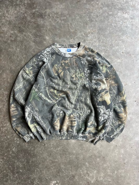 Vintage Red Eagle Mossy Oak Camo Crew - XXXL