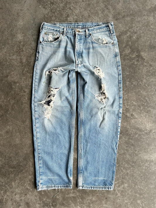 Vintage Distressed Light Wash Carhartt Denim Pants - 34