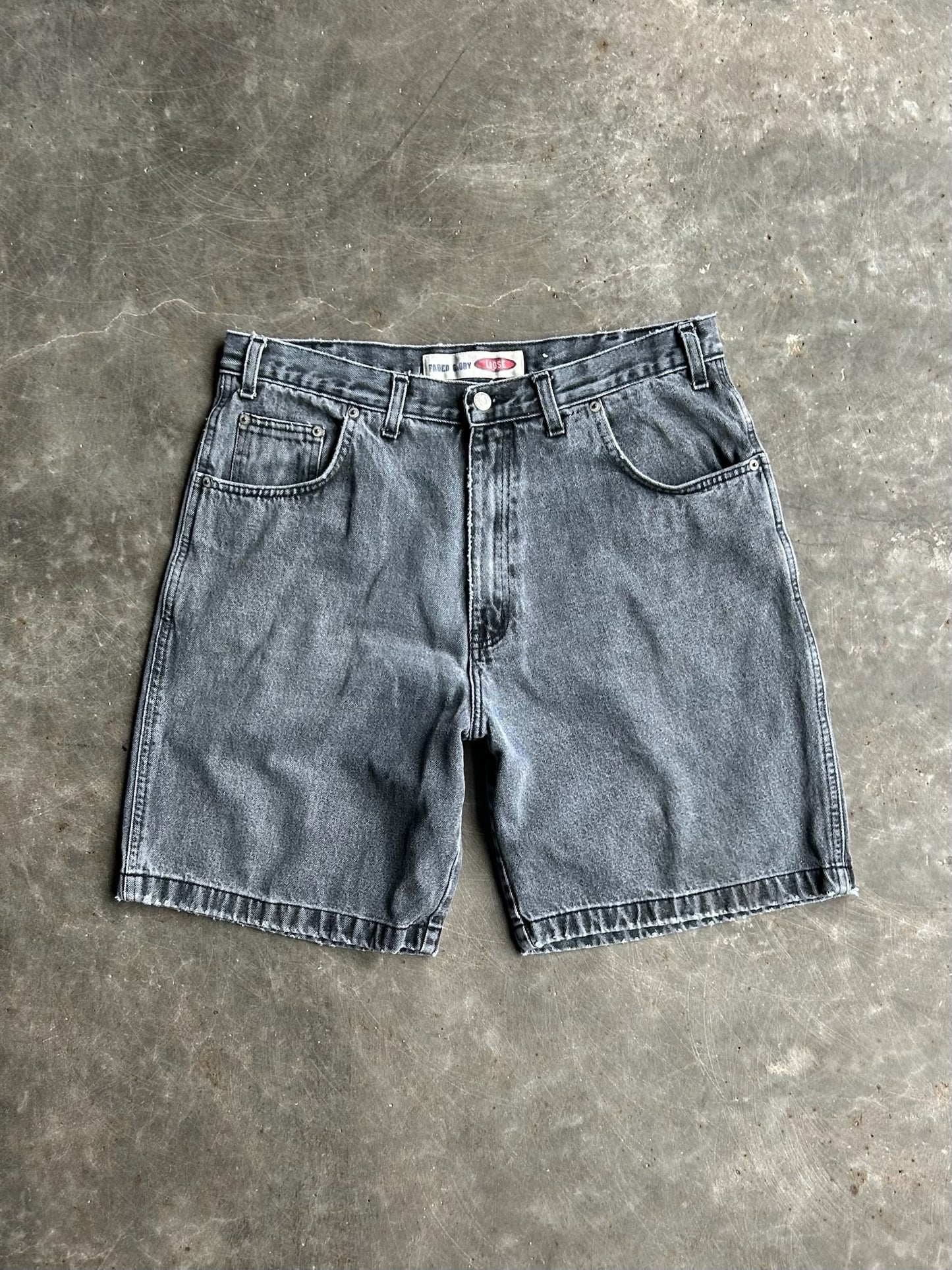 Vintage Faded Black Faded Glory Denim Shorts - 36