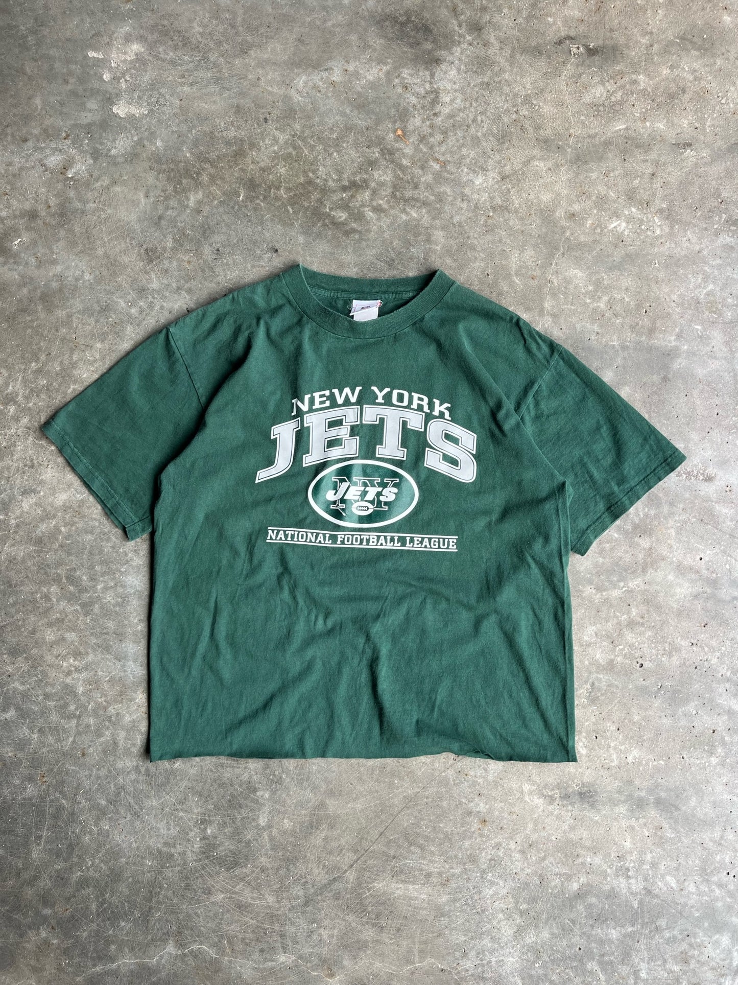 Vintage Green Cropped NFL New York Jets Shirt - XXL