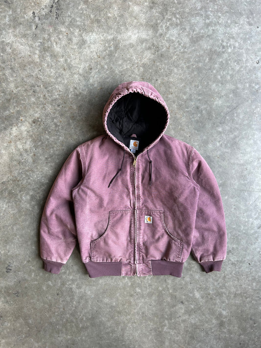 Vintage Faded Purple Hooded Carhartt Jacket - S