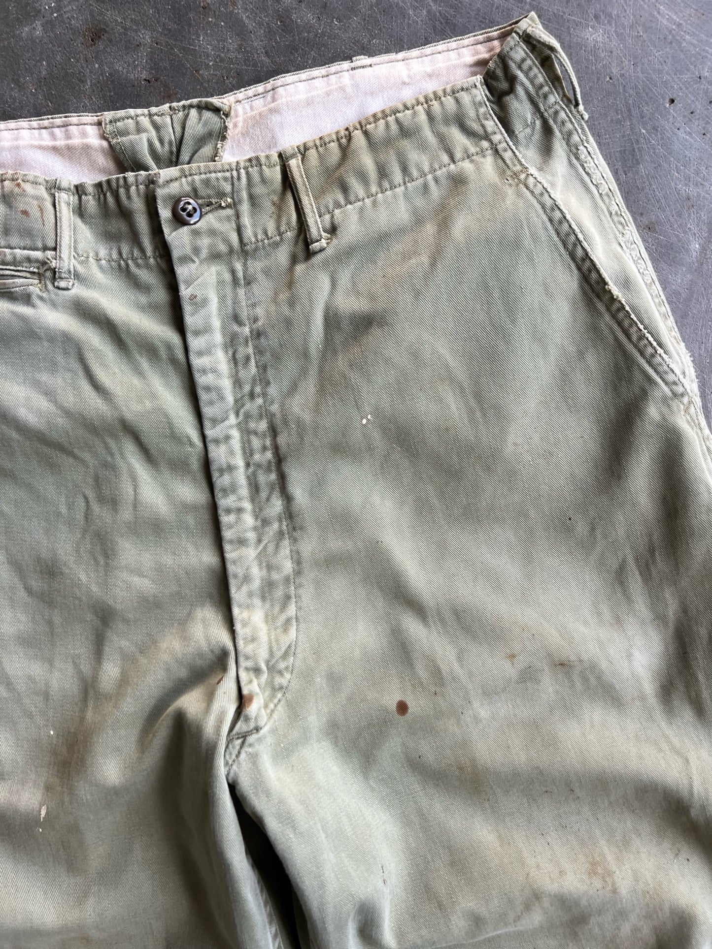 Vintage Painted Olive Green Pants - 28