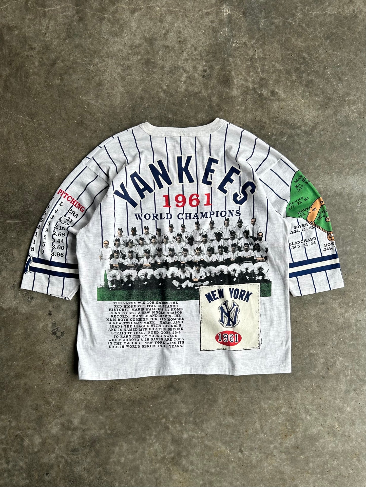 Vintage New York Yankees Long Gone Quarter Sleeve Shirt - XL