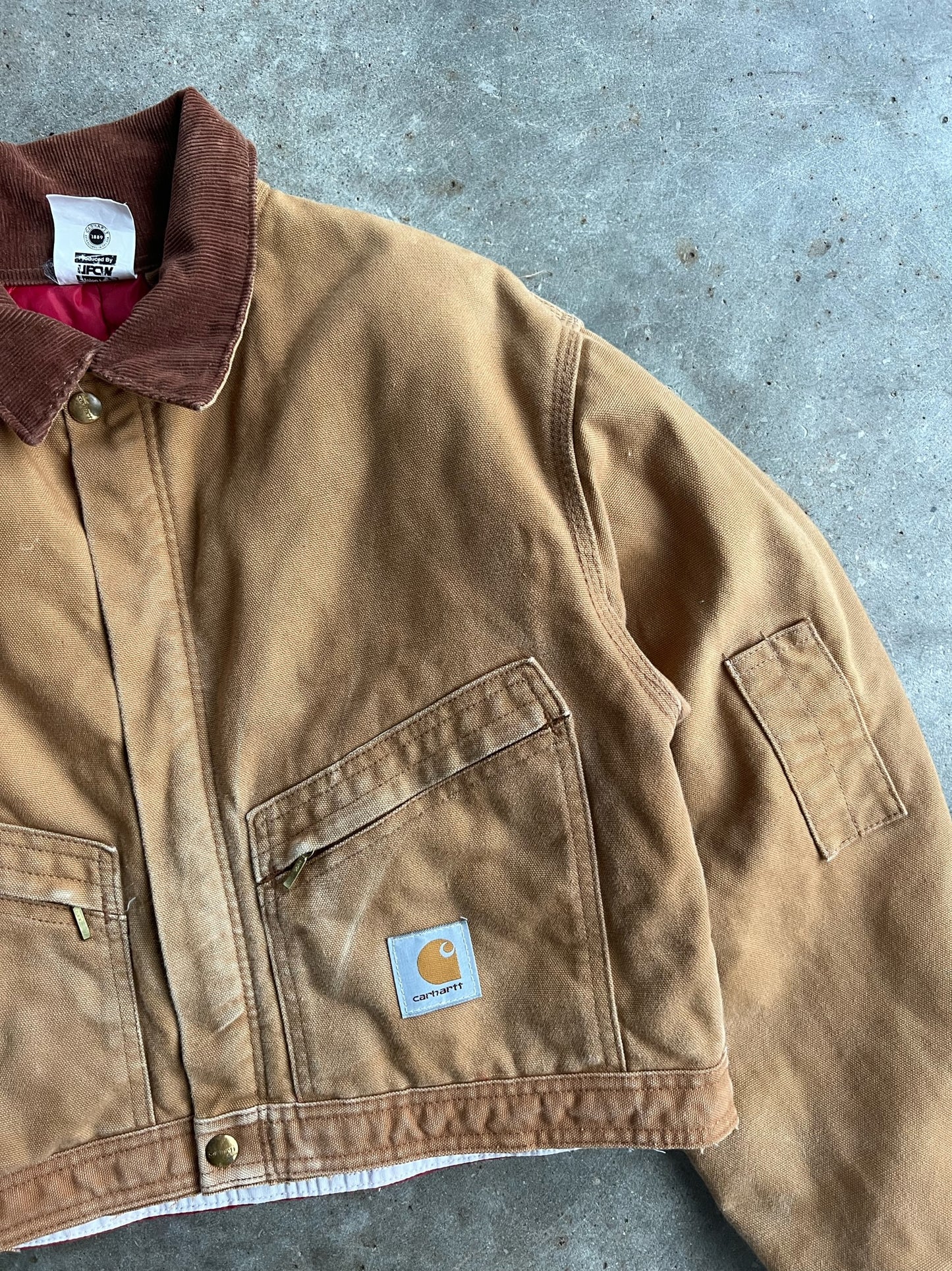 Vintage Tan Cropped Carhartt Jacket - S