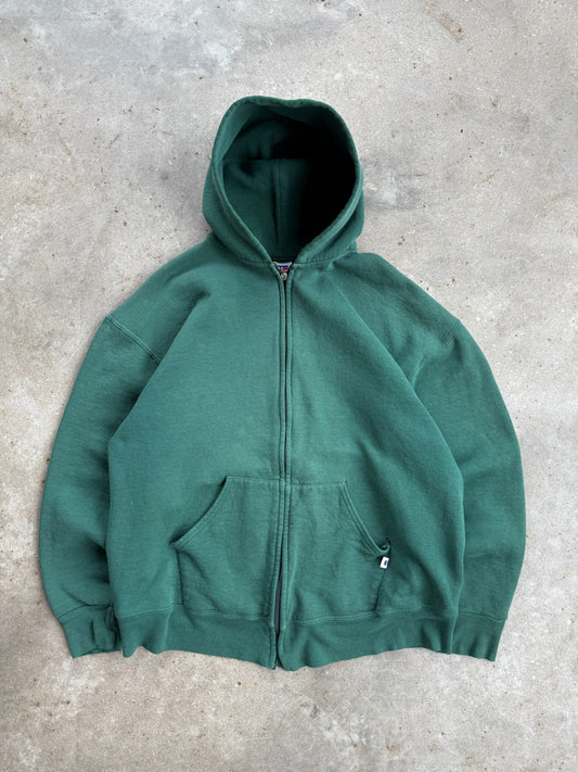 Vintage Green Russell Athletic Zip Up Hoodie - L