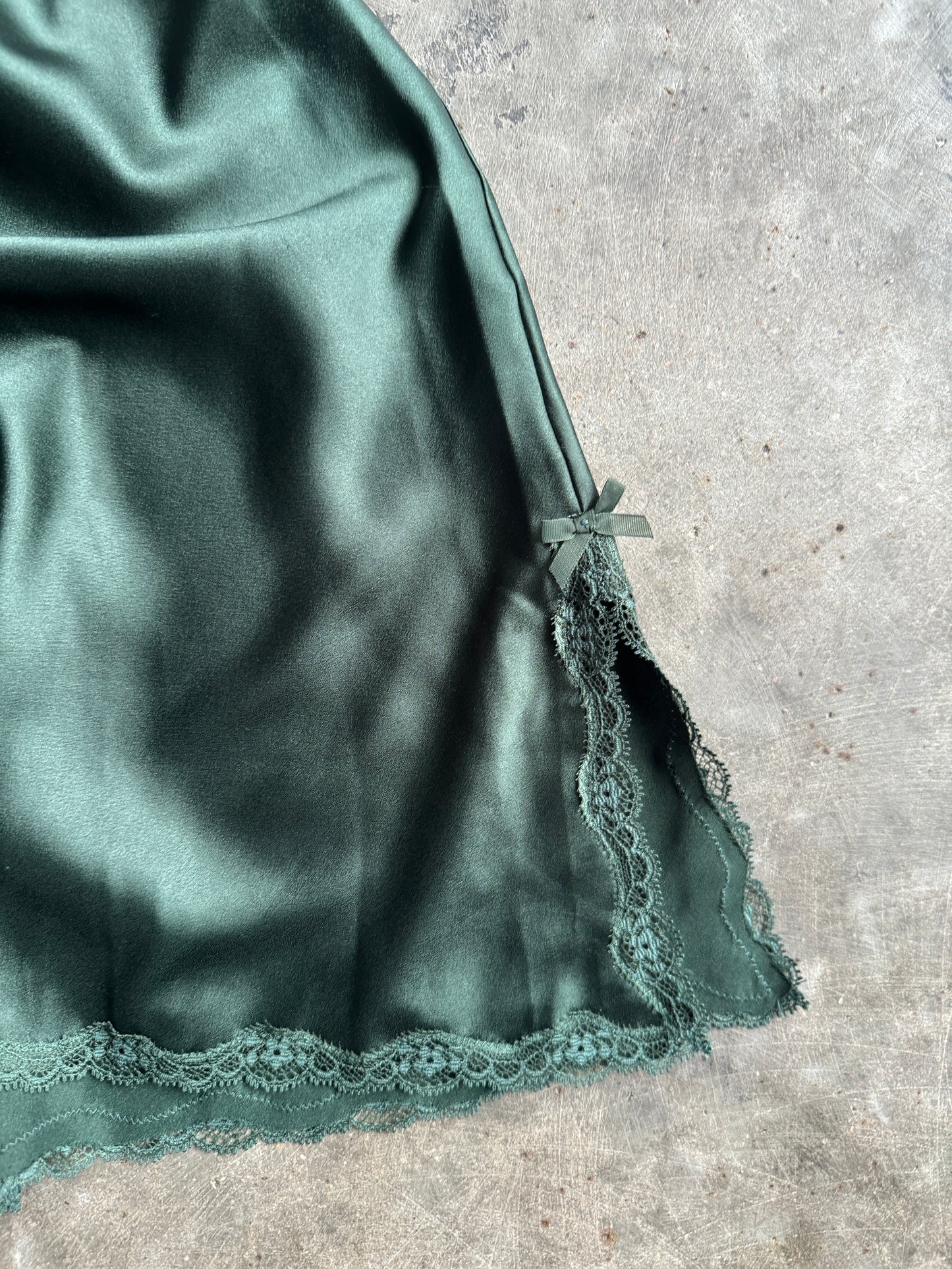 Vintage Emerald Green Lace Victoria's Secret Slip Dress - XS