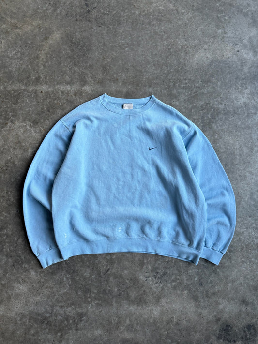 Vintage Baby Blue Nike Swoosh Crew - XL