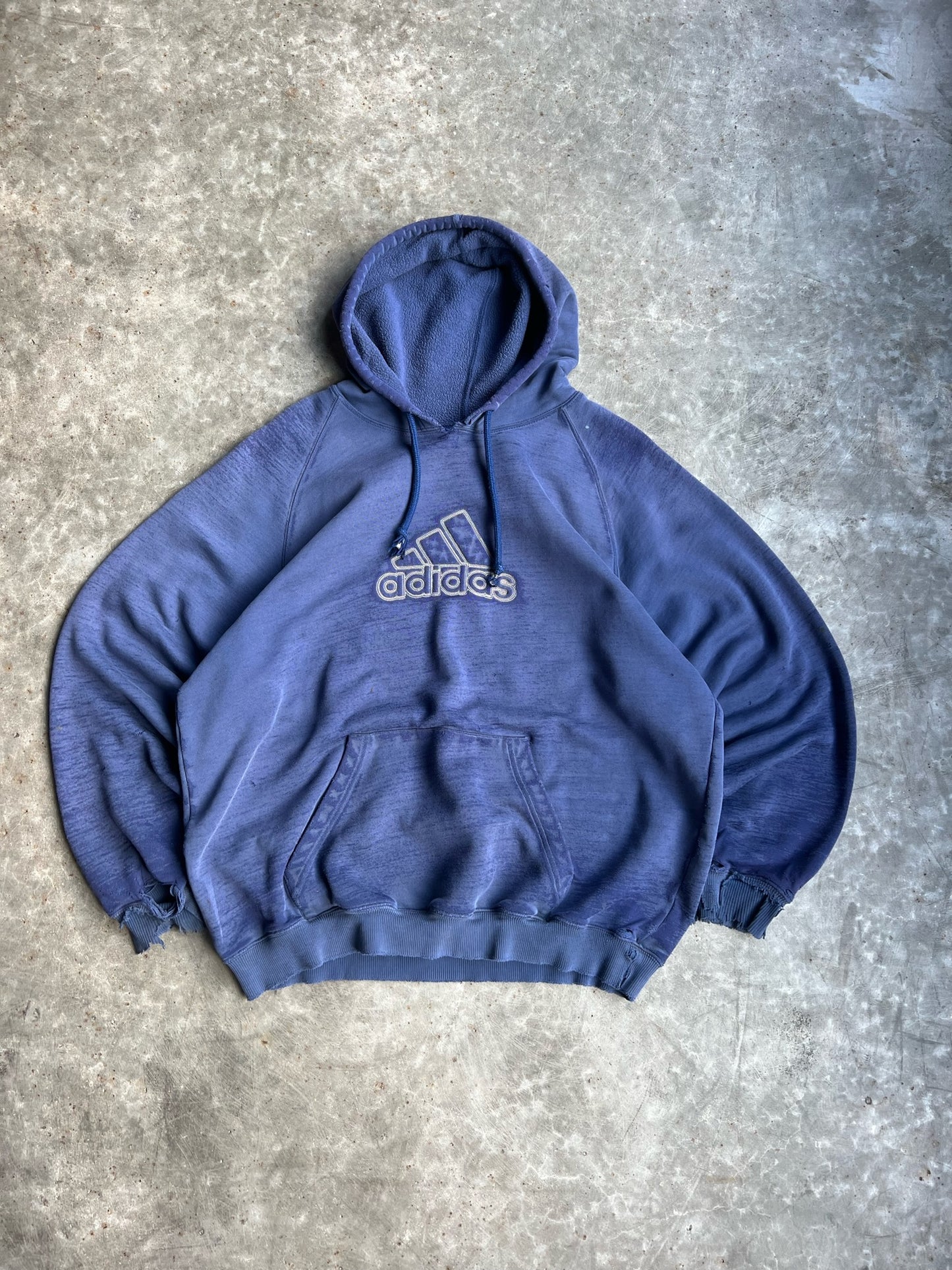 Vintage Blue Adidas Logo Hoodie - L