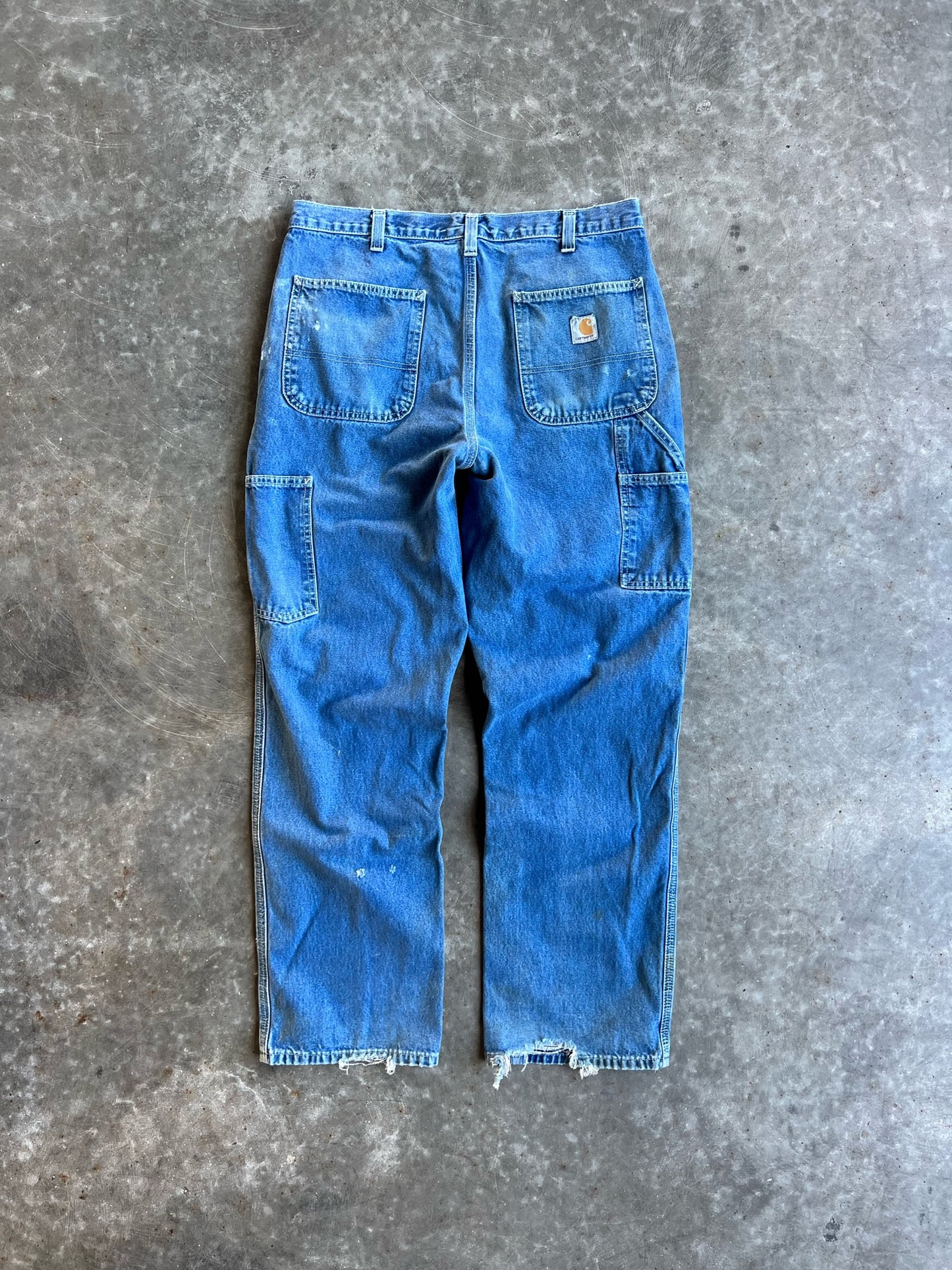 Vintage Distressed Dark Wash Carhartt Carpenter Pants - 34