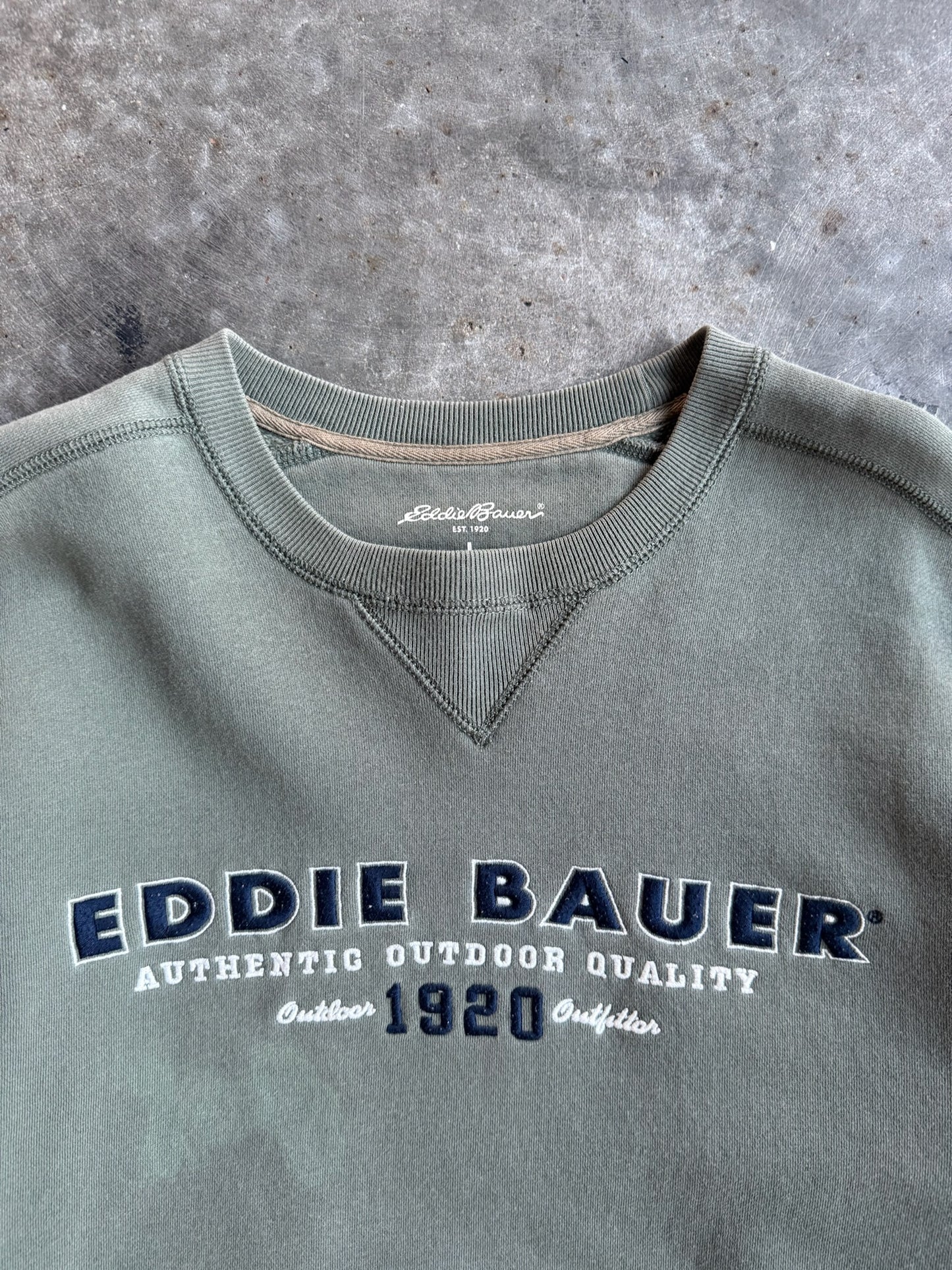 Olive Green Eddie Bauer Crew - L