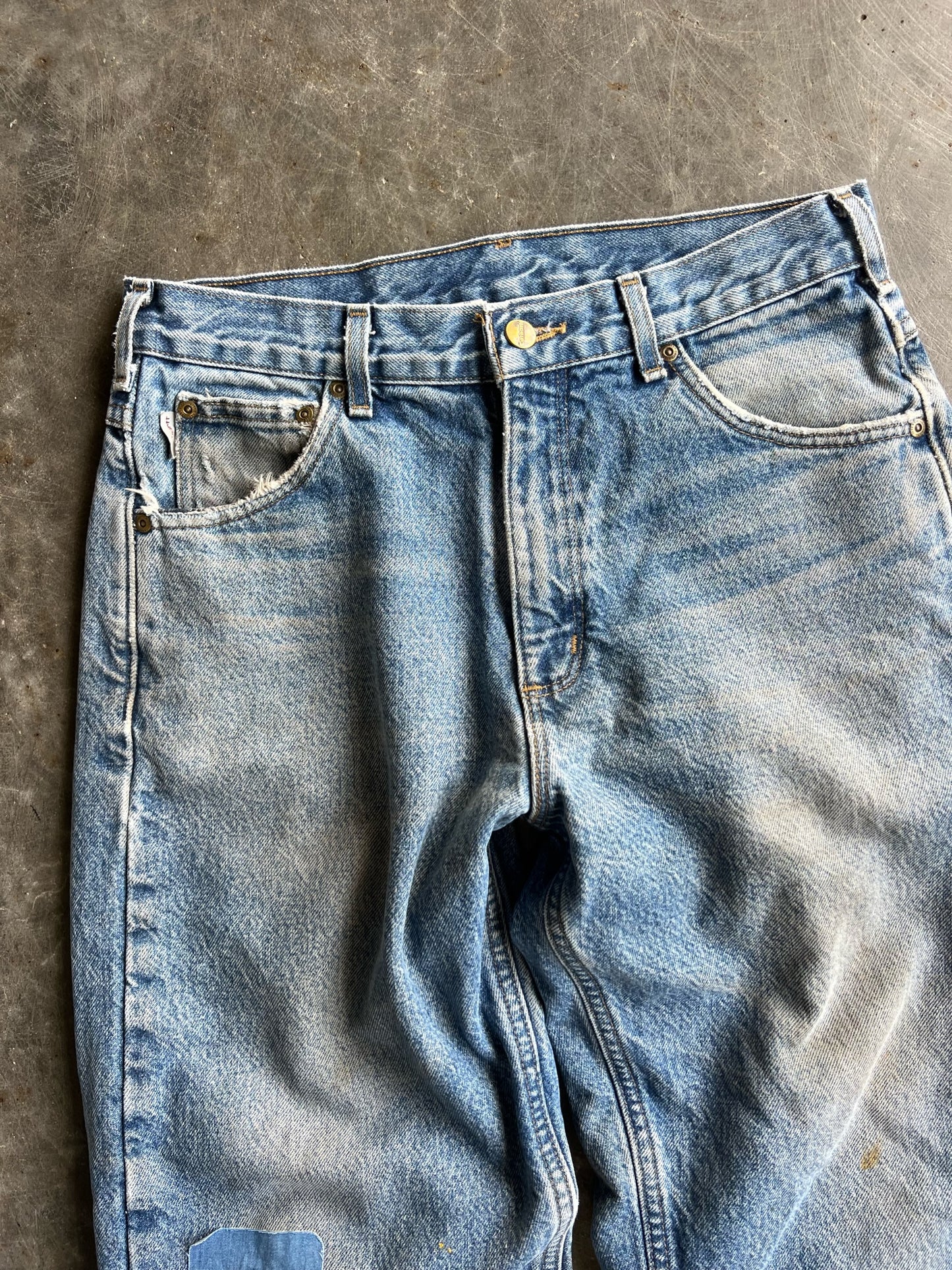 Vintage Faded Patched Medium Wash Carhartt Pants - 31